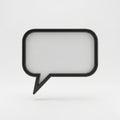 A3D Rendered Speech Bubble Icon with a Black Outline and White Fill on a Light Gray Background Royalty Free Stock Photo