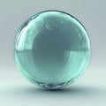 Teal glass sphere on a light background, 3D render, studio lighting. Royalty Free Stock Photo