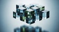 3D Rendering of Shiny Cubes on Gradient Background Royalty Free Stock Photo