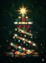 Geometric Majesty: The Stained Glass Solstice Tree Royalty Free Stock Photo
