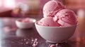 Close-up of Pink Ice Cream with Raspberries and Chocolate Chips Royalty Free Stock Photo