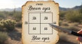 Genetics Chart Showing Cross Between Brown Eyes And Blue Eyes In Desert Landscape Setting Royalty Free Stock Photo