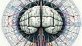 Futuristic Brain Network Illustration Royalty Free Stock Photo
