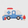 3d toy ambulance with figures and fire hydrant isolated on transparent background Royalty Free Stock Photo