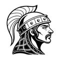 Gladiator Warrior Helmet Profile Illustration for Tattoo Design and Art Projects Royalty Free Stock Photo