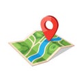 Map with location pin isolated on transparent background Royalty Free Stock Photo