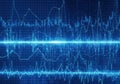 Abstract digital sound waves in blue grid pattern Royalty Free Stock Photo