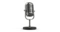 Classic silver broadcast microphone on white background Royalty Free Stock Photo