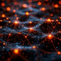Image features a digital illustration of an abstract network system with central glowing node, surrounded by smaller