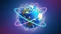 The image features a digital rendering of Earth set against a purple space Royalty Free Stock Photo