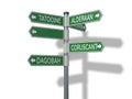 Directional signpost with multiple destinations isolated on white background Royalty Free Stock Photo
