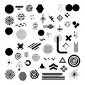 Collection of various black and white geometric shapes and symbols Royalty Free Stock Photo