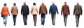 Group of Senior Citizens Walking Away in Different Jackets Royalty Free Stock Photo