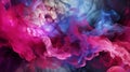 Pink, blue, white Smoke in the style of cosmic graffiti. Tangled forms. Abstraction. Dark magenta and light beige - Generative AI