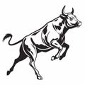 Charging bull silhouette isolated on white background isolated on transparent background Royalty Free Stock Photo