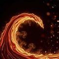 Image features a dynamic wave made of fire, with vibrant orange Royalty Free Stock Photo