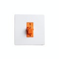 Electrical Wall Switch with Orange Toggle Isolated on Transparent Background Clipping Path Royalty Free Stock Photo