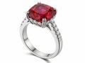 Elegant ruby engagement ring isolated on transparent background Royalty Free Stock Photo