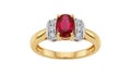 Elegant ruby and diamond ring isolated on transparent background Royalty Free Stock Photo
