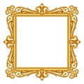 Elegant golden ornamental rectangular frame with classic decorative details isolated on white background for luxury design use. Royalty Free Stock Photo