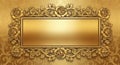 Ornate Gold Floral Frame with Blank Rectangular Space Royalty Free Stock Photo