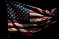 USA America moving flag black background.