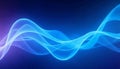 This image features flowing, translucent blue lines that create a dynamic wave pattern against a deep blue and purple gradient Royalty Free Stock Photo