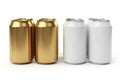 Four metallic beverage cans isolated on white background Royalty Free Stock Photo