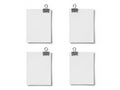 Four blank sheets of paper with clips isolated on white background Royalty Free Stock Photo