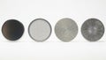 Four circular objects, isolated on white background Royalty Free Stock Photo