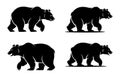 Four Black Bear Silhouettes in Various Poses Royalty Free Stock Photo