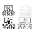 a simple black and white illustration of a classroom setting Royalty Free Stock Photo