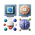 Illustration of ai and brain integration Royalty Free Stock Photo