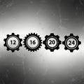 Four gears with numbers isolated on white background Royalty Free Stock Photo