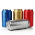 Four colored soda cans isolated on white background Royalty Free Stock Photo