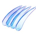 Four transparent blue glass objects arranged in a curved formation on a white background Royalty Free Stock Photo