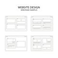 Website design wireframe examples isolated on white background Royalty Free Stock Photo