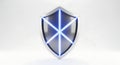 Futuristic Shield with Glowing Blue Lines on a White Background Royalty Free Stock Photo