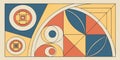 Vector art of geometric shapes and patterns combine to create an abstract and mathematical composition Royalty Free Stock Photo