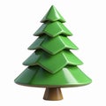 Glossy Green Pine Tree Icon with Brown Trunk for Nature Holidays and Christmas Decorations Royalty Free Stock Photo