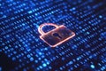 Cyber Lock Icon with Binary Code Background for Digital Security Royalty Free Stock Photo