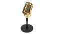 Golden vintage microphone on stand Royalty Free Stock Photo