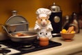 Hamster Chef Cooking with Miniature Frying Pan