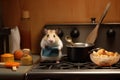 Hamster Chef Cooking with Miniature Frying Pan