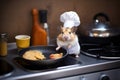 Hamster Chef Cooking with Miniature Frying Pan