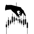 Hand Manipulating Financial Candlestick Chart Financial Control Concept Vector Illustration Royalty Free Stock Photo