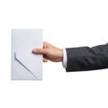 Hand holding envelope isolated on white background Royalty Free Stock Photo