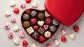 Heart-shaped box of chocolates isolated on white background Royalty Free Stock Photo