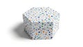 Hexagonal box with terrazzo pattern isolated on white background Royalty Free Stock Photo