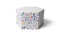 Hexagonal box with terrazzo pattern isolated on white background Royalty Free Stock Photo